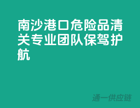 南沙港口危险品清关，专业团队保驾护航