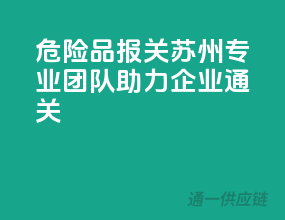 危险品报关，苏州专业团队助力企业通关