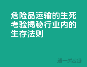 危险品运输的生死考验：揭秘行业内的生存法则