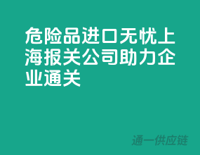危险品进口无忧，上海报关公司助力企业通关
