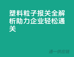 塑料粒子报关全解析，助力企业轻松通关