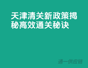 天津清关新政策，揭秘高效通关秘诀