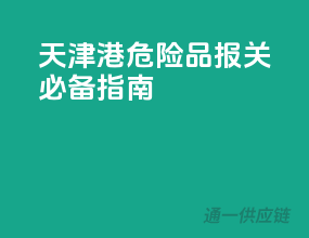 天津港危险品报关必备指南