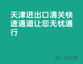 天津进出口清关，快速通道让您无忧通行