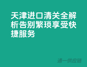 天津进口清关全解析：告别繁琐，享受快捷服务