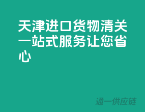 天津进口货物清关，一站式服务让您省心