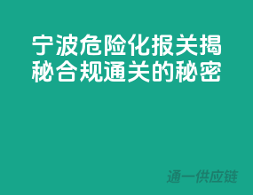 宁波危险化报关，揭秘合规通关的秘密
