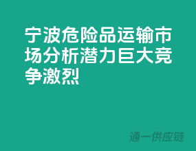 宁波危险品运输市场分析：潜力巨大，竞争激烈
