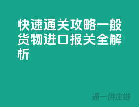 快速通关攻略：一般货物进口报关全解析