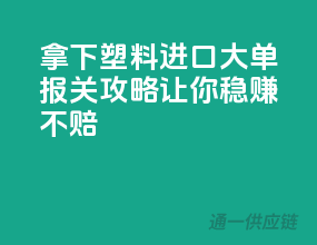 拿下塑料进口大单，报关攻略让你稳赚不赔