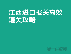 江西进口报关，高效通关攻略！