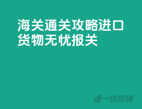 海关通关攻略：进口货物无忧报关